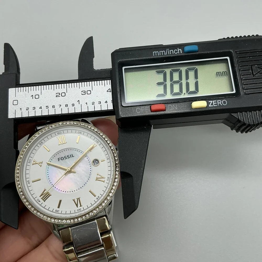 Fossil Blythe Womens Watch 38mm MOP Two Tone Crystal Date New Battery 5.75